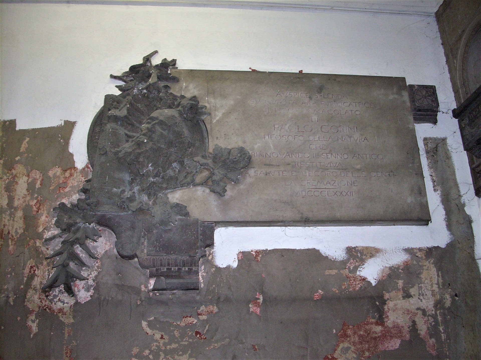 PGorini's memorial tablet, Monumental Cemetery, Milan 1.JPG